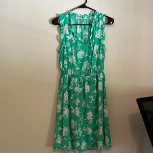 Green floral summer dress.